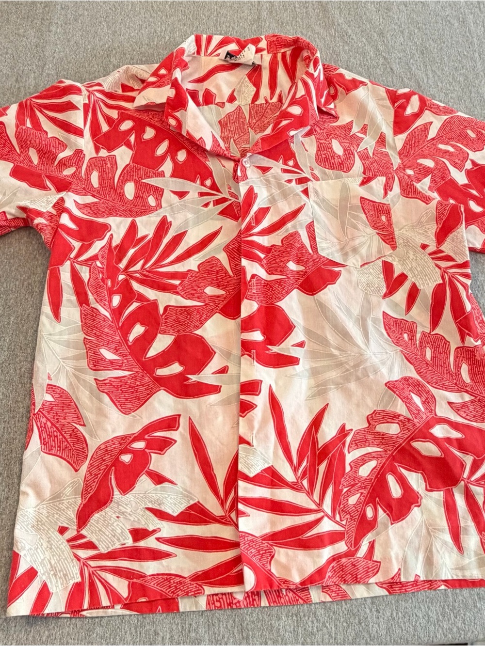 Vintage Hilo Hattie Red, White, and Grey Hawaiian Shirt